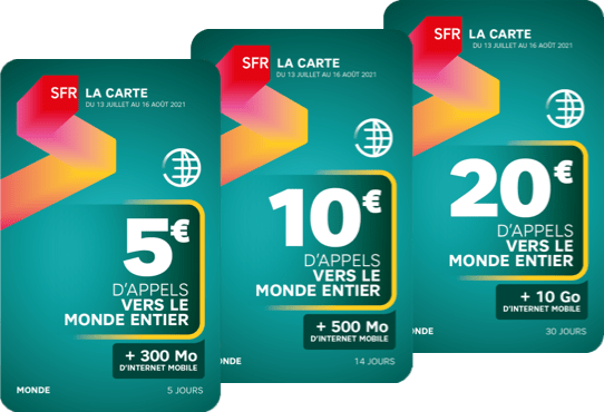 nouvelles recharges Monde SFR La Carte