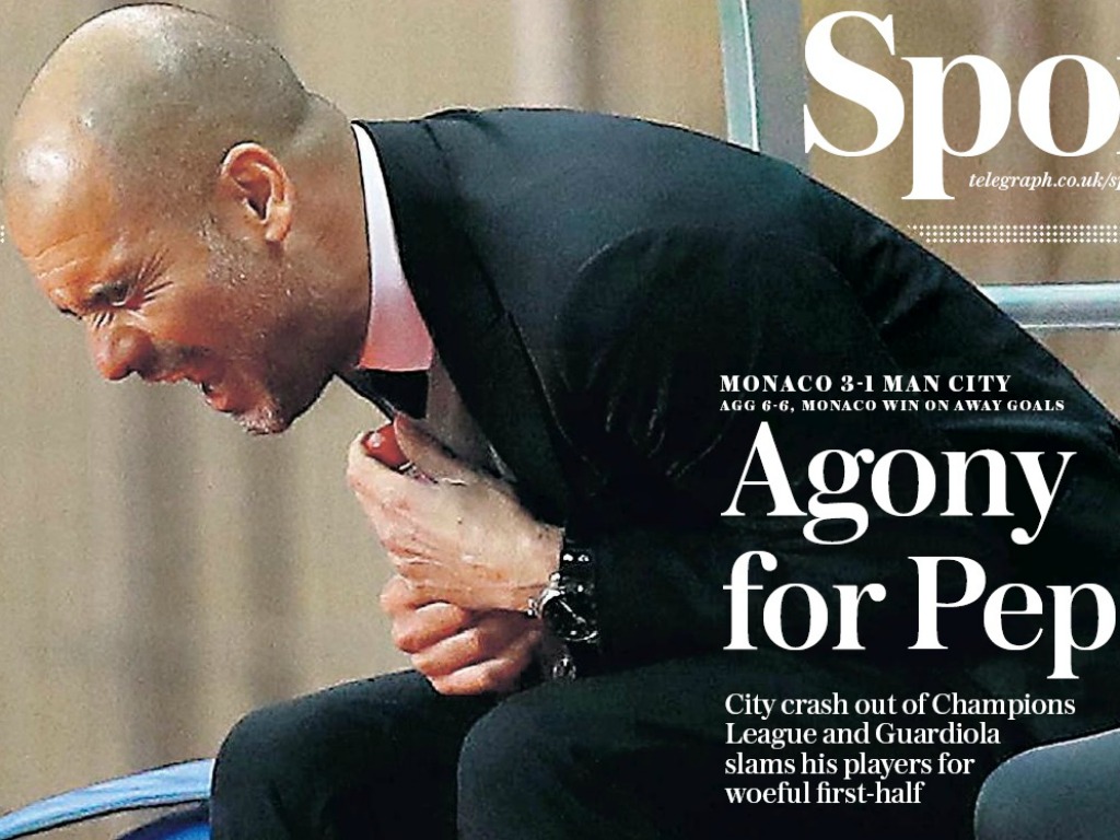 La Une du cahier sport du Telegraph