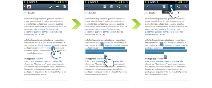 comment faire un copier coller sur telephone samsung