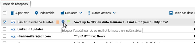 comment enlever filtre spam sfr mail