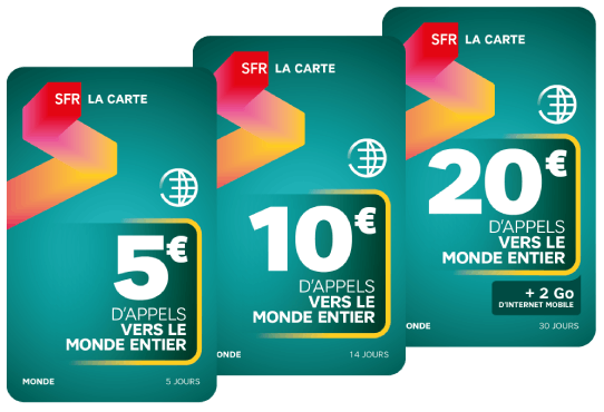 nouvelles recharges Monde SFR La Carte
