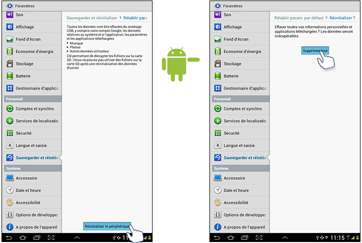 comment réinitialiser une tablette samsung galaxy tab 2