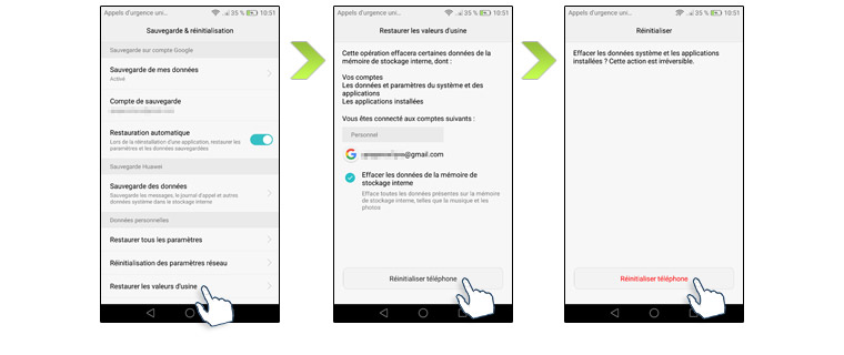 comment réinitialiser mon portable huawei