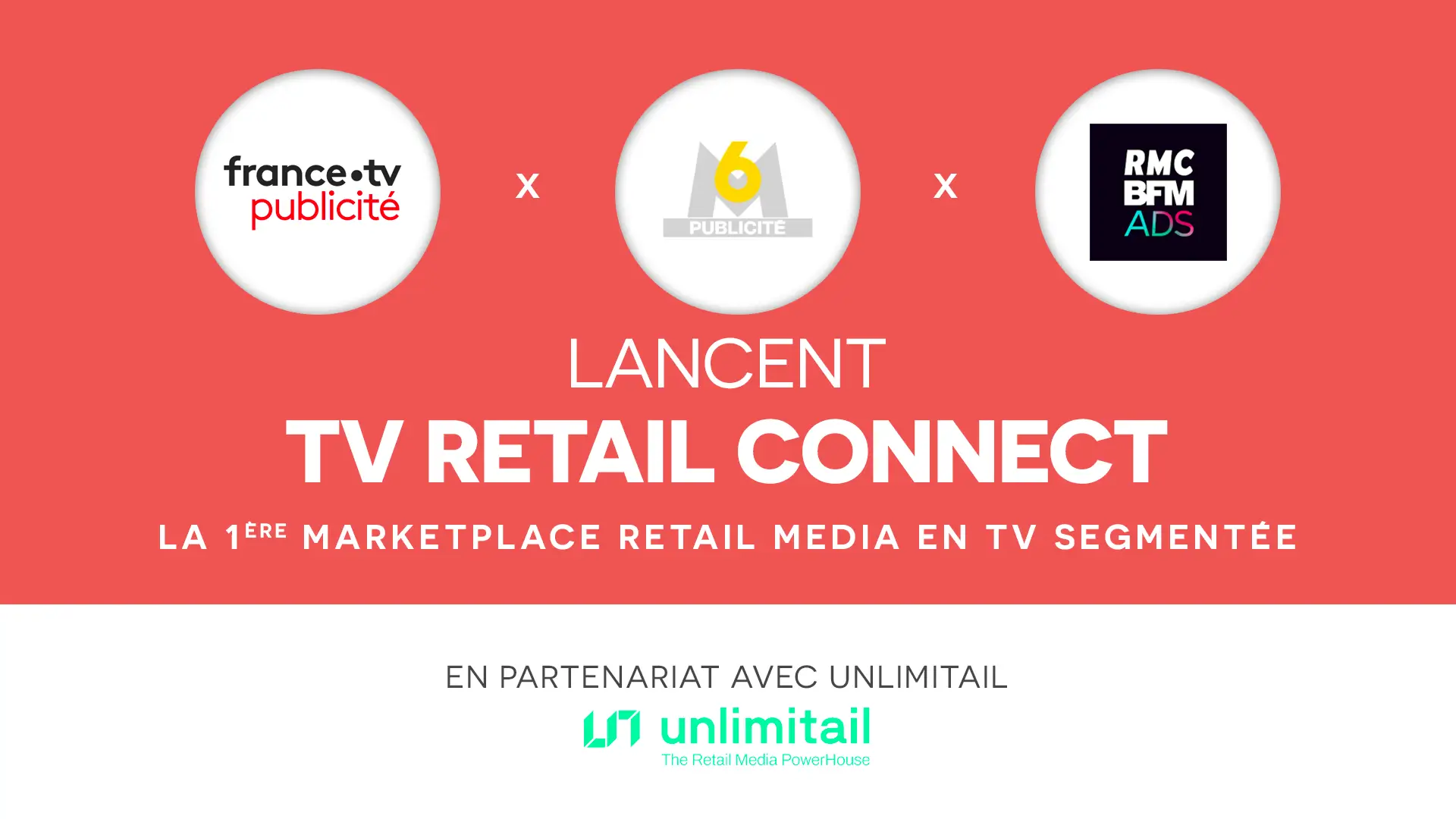  FranceTV Publicité, M6 Publicité et RMC BFM Ads s’associent à Unlimitail pour lancer une offre programmatique inédite en TVS Retail 