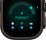Apple Watch Ultra 4, boîtier en titane, noir, score de préparation de 8, côté droit, Digital Crown, bouton latéral en saillie