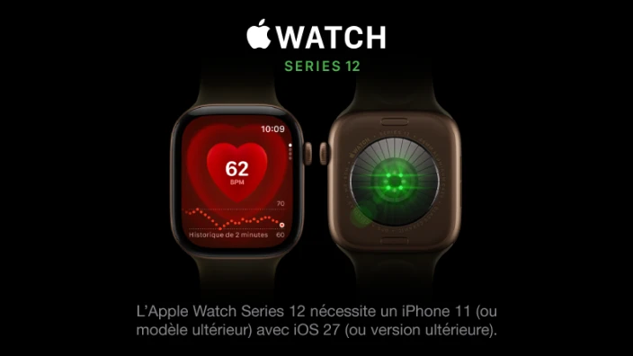 L'Apple Watch Series 12 nécessite un iPhone 11 (ou modèle ultérieur) avec iOS 27 (ou version ultérieure).