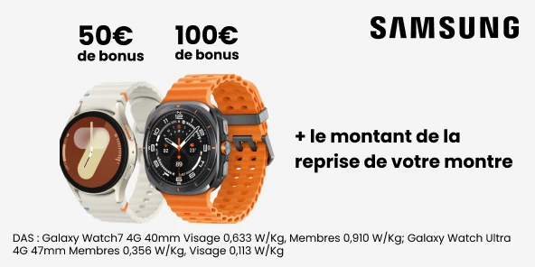 50€ pour l’achat d’une Galaxy Watch7, 100€ pour l’achat d’une Galaxy Watch Ultra