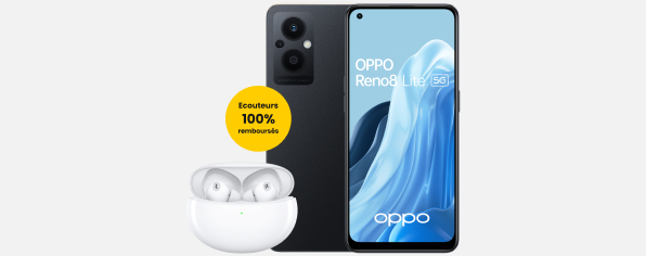 OPPO Reno8 Lite + OPPO Enco air 2 Pro blanc