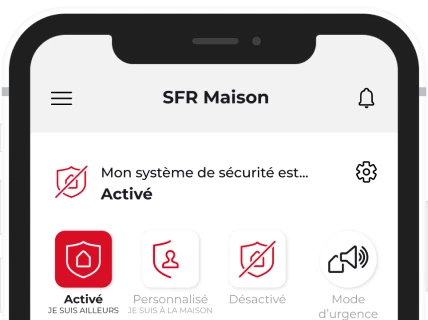 Visuel d'un téléphone avec un écran de l'application SFR et Moi + QR Code pour télécharger l'application