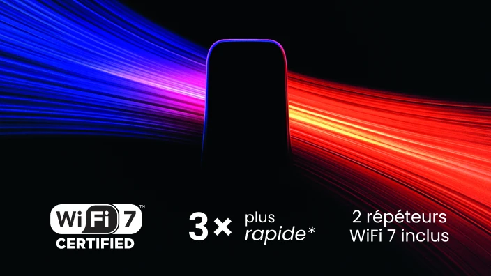 Wifi 7 certified, 3 fois plus rapide*, 2 répéteurs WiFi 7 inclus