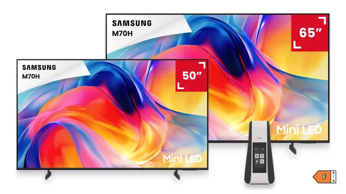 Box + TV SAMSUNG Mini LED - Classe énergétique F sur une échelle de A à G