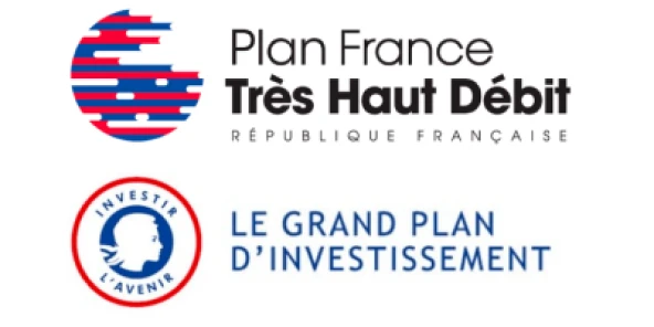 Logo Plan France Très Haut Débit République Française et logo Investir l’avenir, Le grand plan d’investissement 