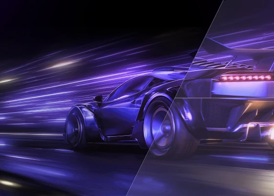 Illustration d'une voiture de sport violette