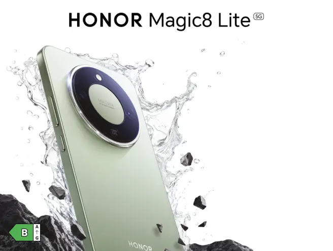 Smartphone HONOR avec IA intégré, pensé pour durer. Classe énergétique B