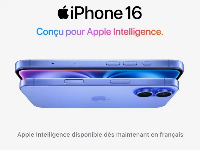 iPhone 16 conçu pour Apple Intelligence.