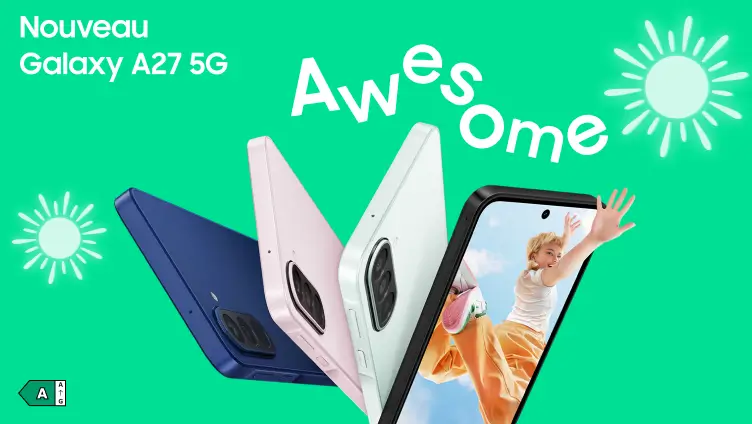 Nouveau. Galaxy A27 5G. Awesome. Classe énergétique A