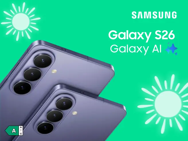 Samsung. Galaxy S26. Galaxy AI. Classe énergétique A