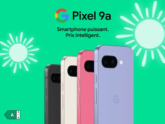 Google Pixel 9a. Smartphone puissant. Prix intelligent, Classe énergétique A