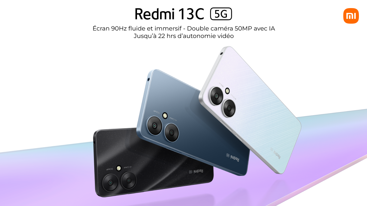 Xiaomi Redmi 13C 5G : écran 90Hz, Dimensity 6100+, double caméra 50MP IA, autonomie 22h vidéo