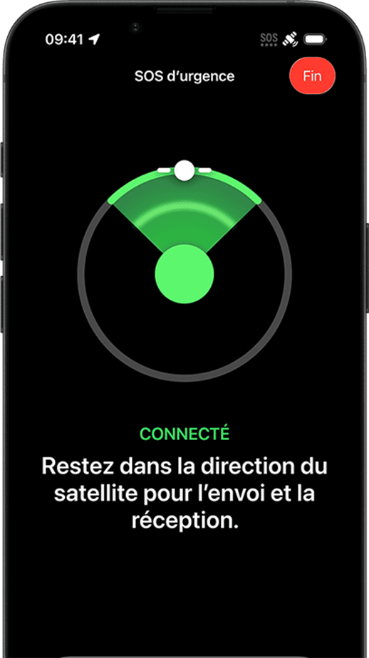 Fonctionnalité Messages par satellite en cours d’utilisation