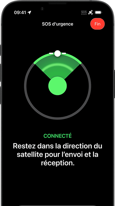 Fonctionnalité Messages par satellite en cours d’utilisation
