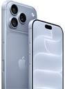 iPhone, coloris glacier (bleu clair), vue arrière montrant le Ceramic Shield, le système caméra à trois objectifs