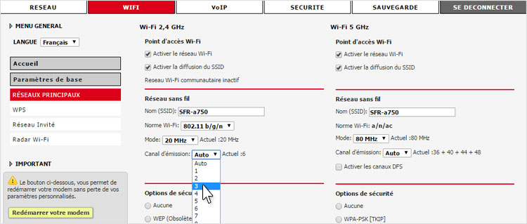 comment changer le canal wifi de ma box sfr