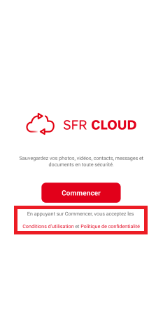 Je démarre l’application SFR Cloud