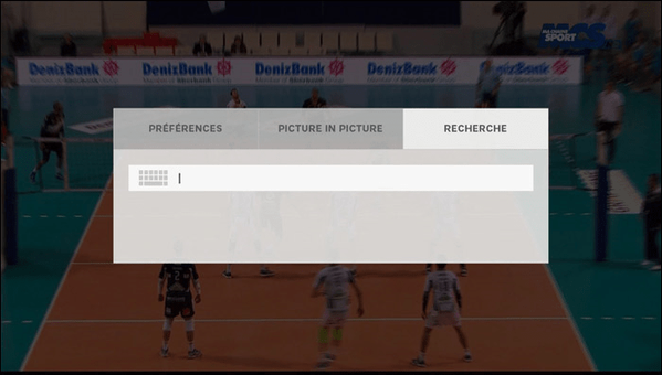 Capture d'écran TV présentant le moteur de recherche.