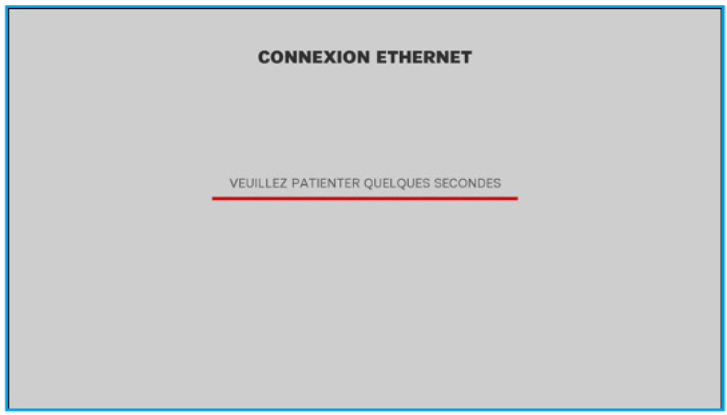 Capture d'écran TV présentant une étape de la configuration en Ethernet du Décodeur Plus