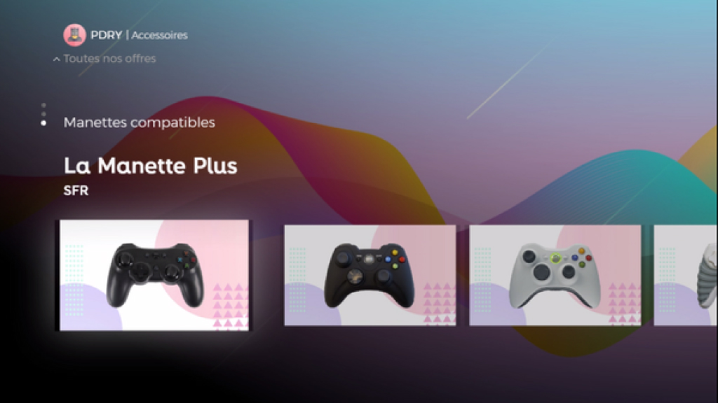 Visuels des manettes compatibles avec SFR Gaming