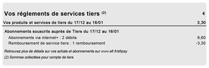 Visuel présentant l'encart vos règlements de services tiers