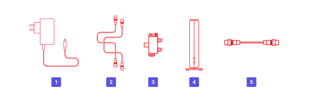 Visuel présentant les éléments du pack Box 8 Très Haut Débit.