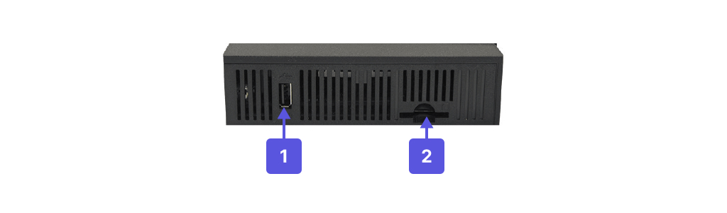 Visuel présentant la connectique sur la face gauche du Mini décodeur TV