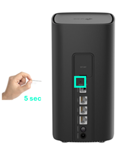 visuel présentant l'emplacement du bouton RESET sur la face arrière de la box 5G