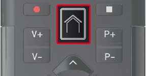 Visuel de la touche Maison de la télécommande du Mini décodeur TV.