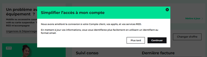 capture d'écran présentant la fenêtre permettant de démarrer le parcours pour simplifier l'accès à son compte