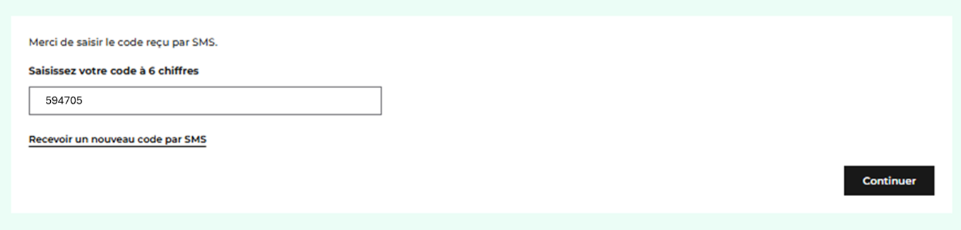 capture d'écran présentant le champ de saisi du code secret
