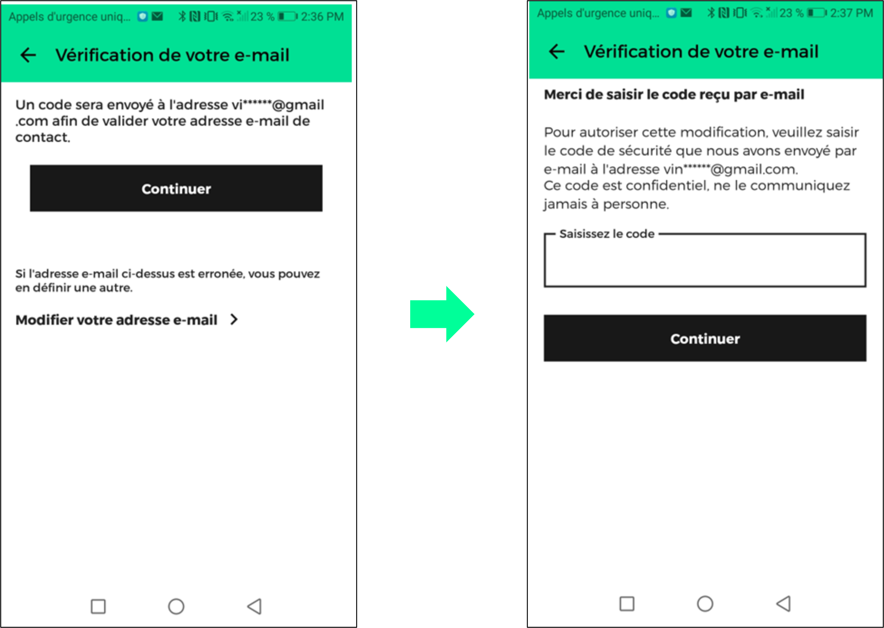 Captures d'écran présentant le parcours de première connexion sur l'application RED & Moi.