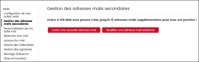 visuel du bouton Modifier une adresse mail existante