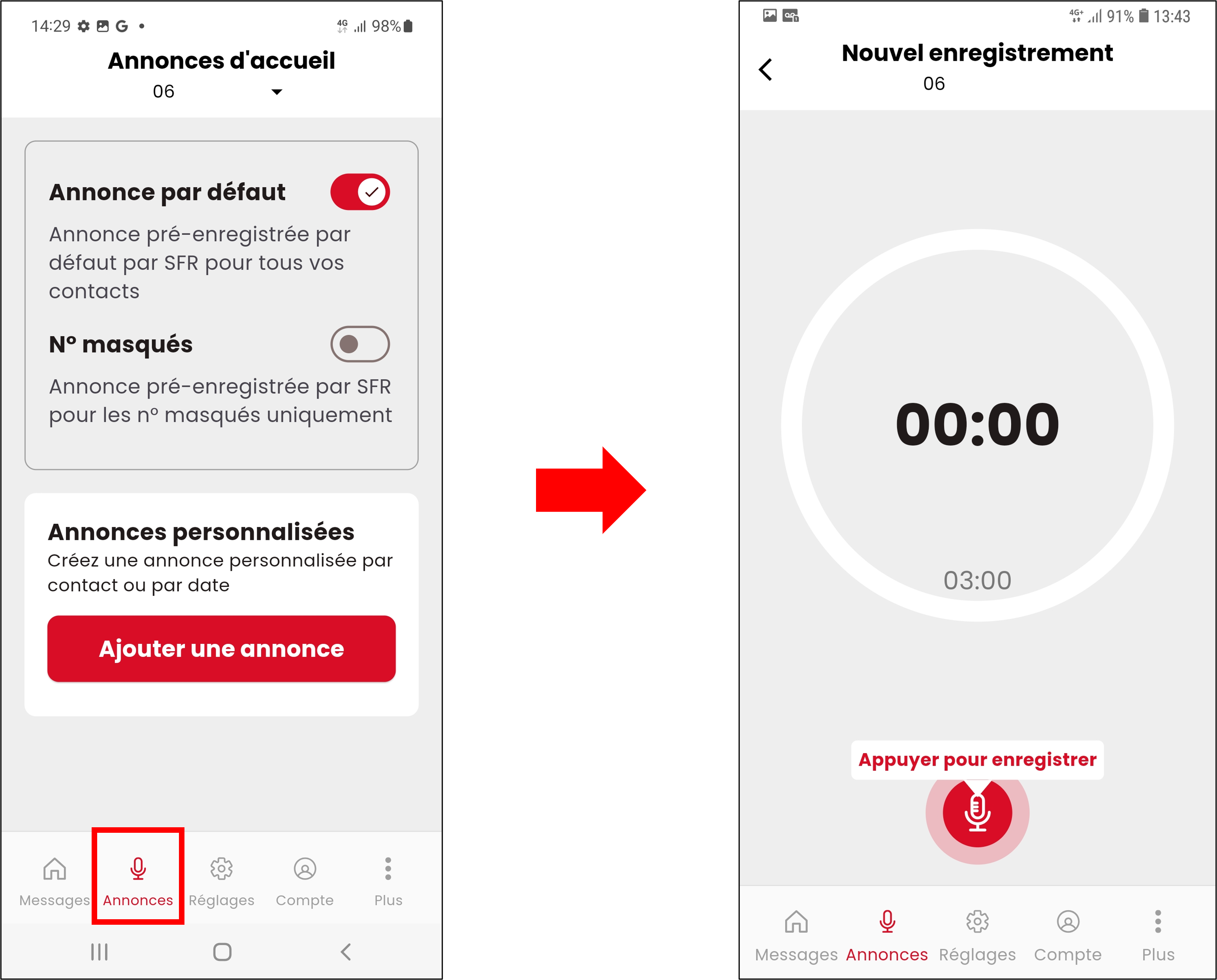 visuel présentant les étapes pour enregistrer une annonce d