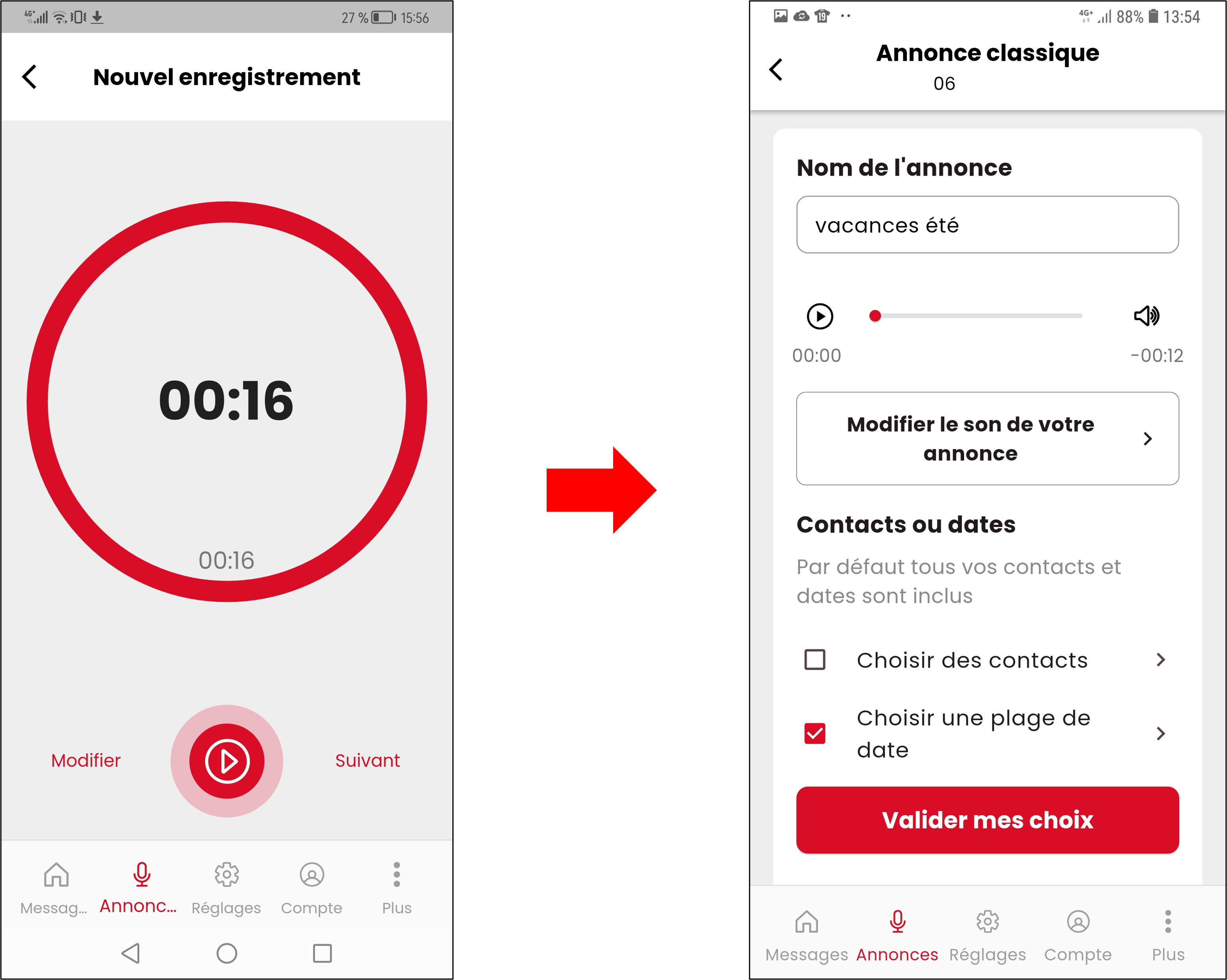 visuel présentant les étapes pour enregistrer une annonce d