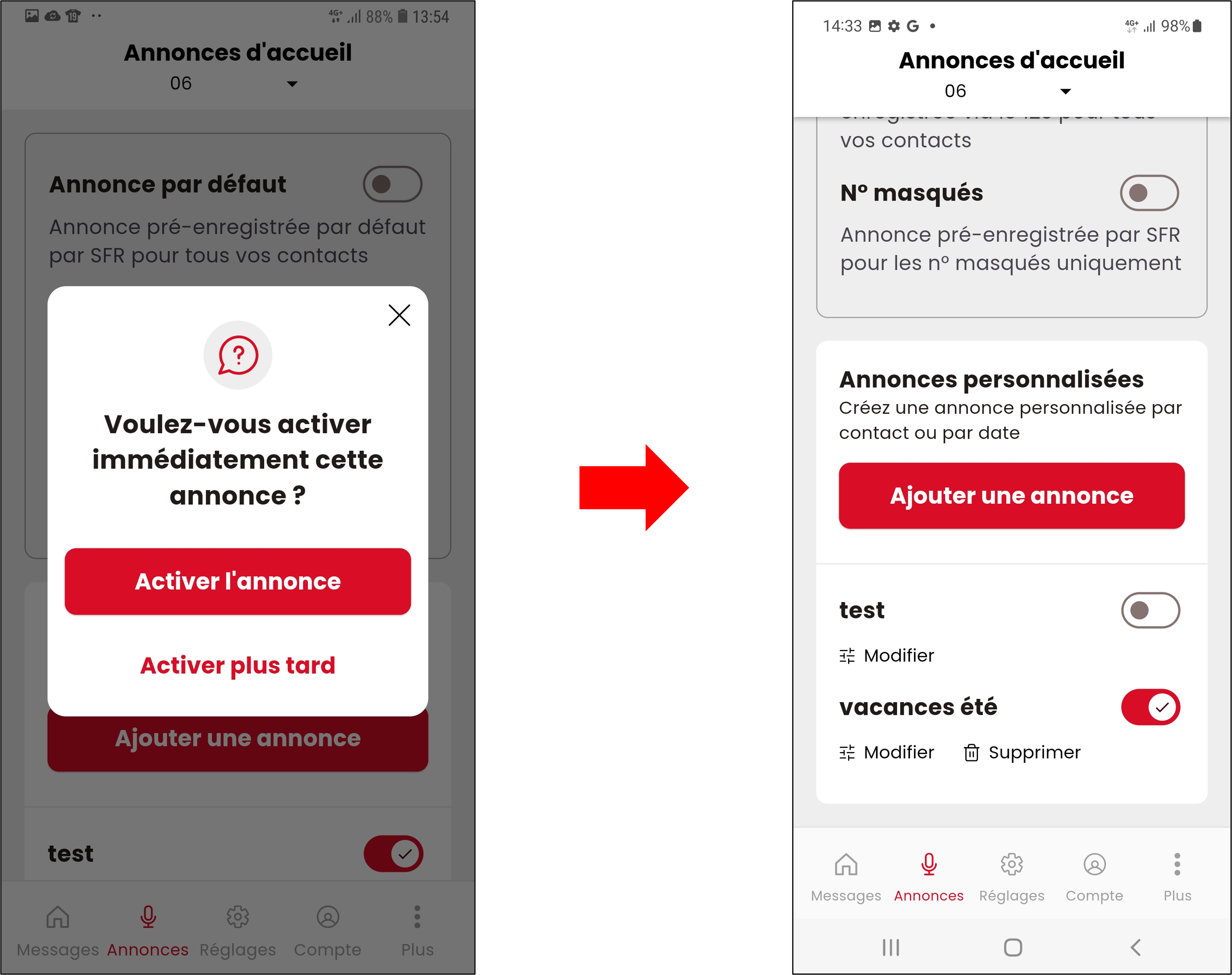 visuel présentant les étapes pour enregistrer une annonce d