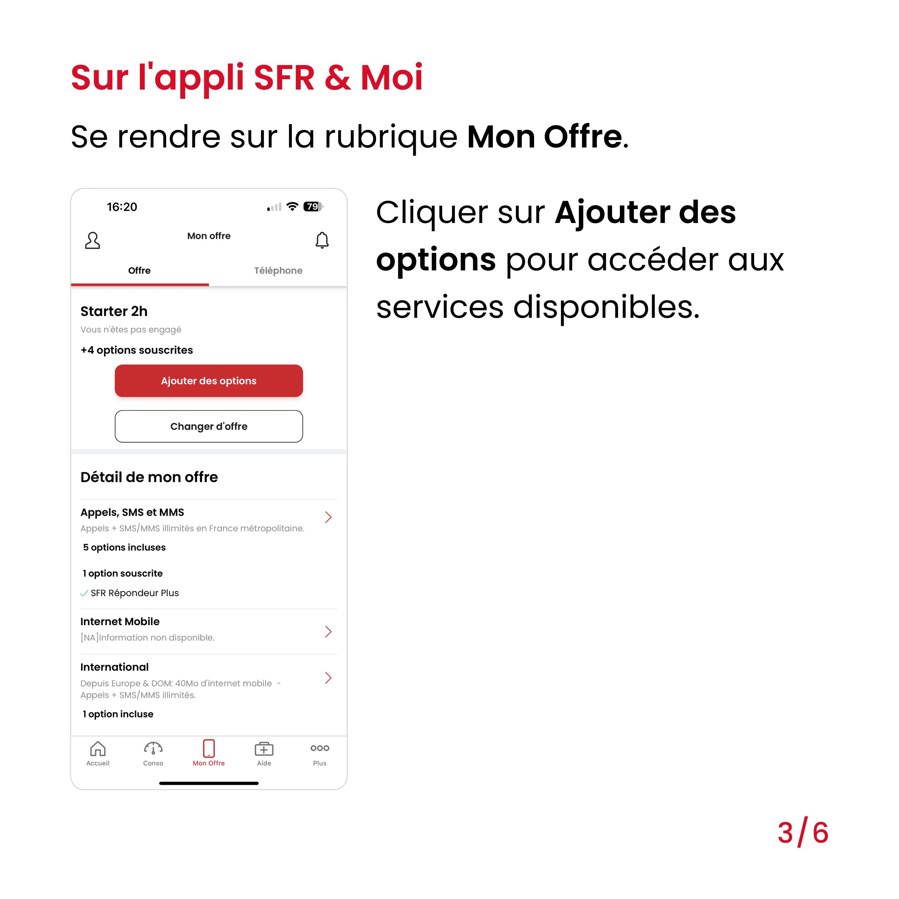 souscrire une option sur ligne fixe sur l appli SFR & Moi