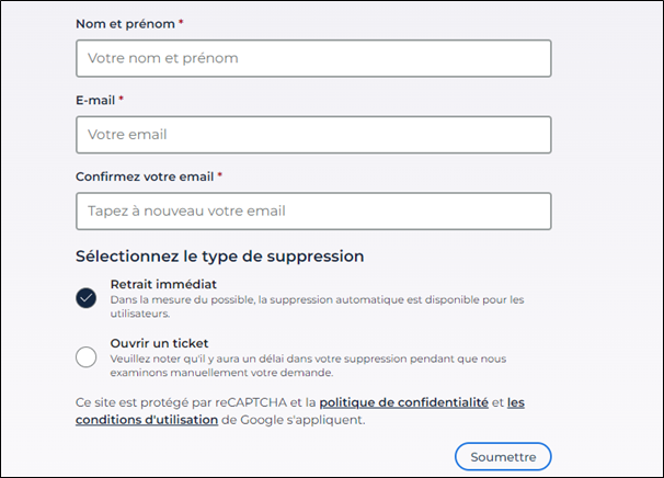 visuel du formulaire de déblocage sur le site Internet de Spamhaus