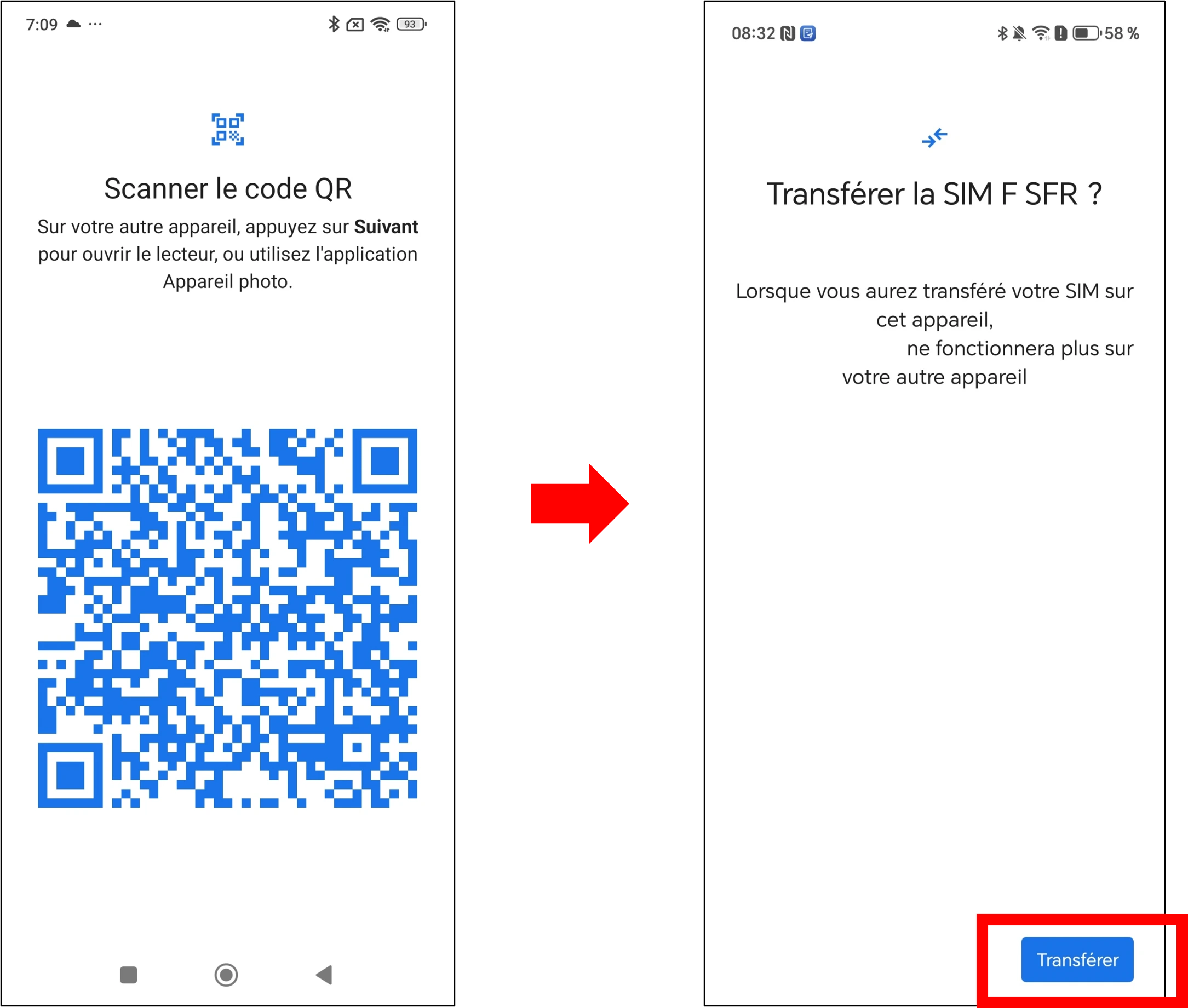 visuel présentant la suite du parcours pour transférer sa carte SIM vers un autre Honor puis la transformer en eSIM