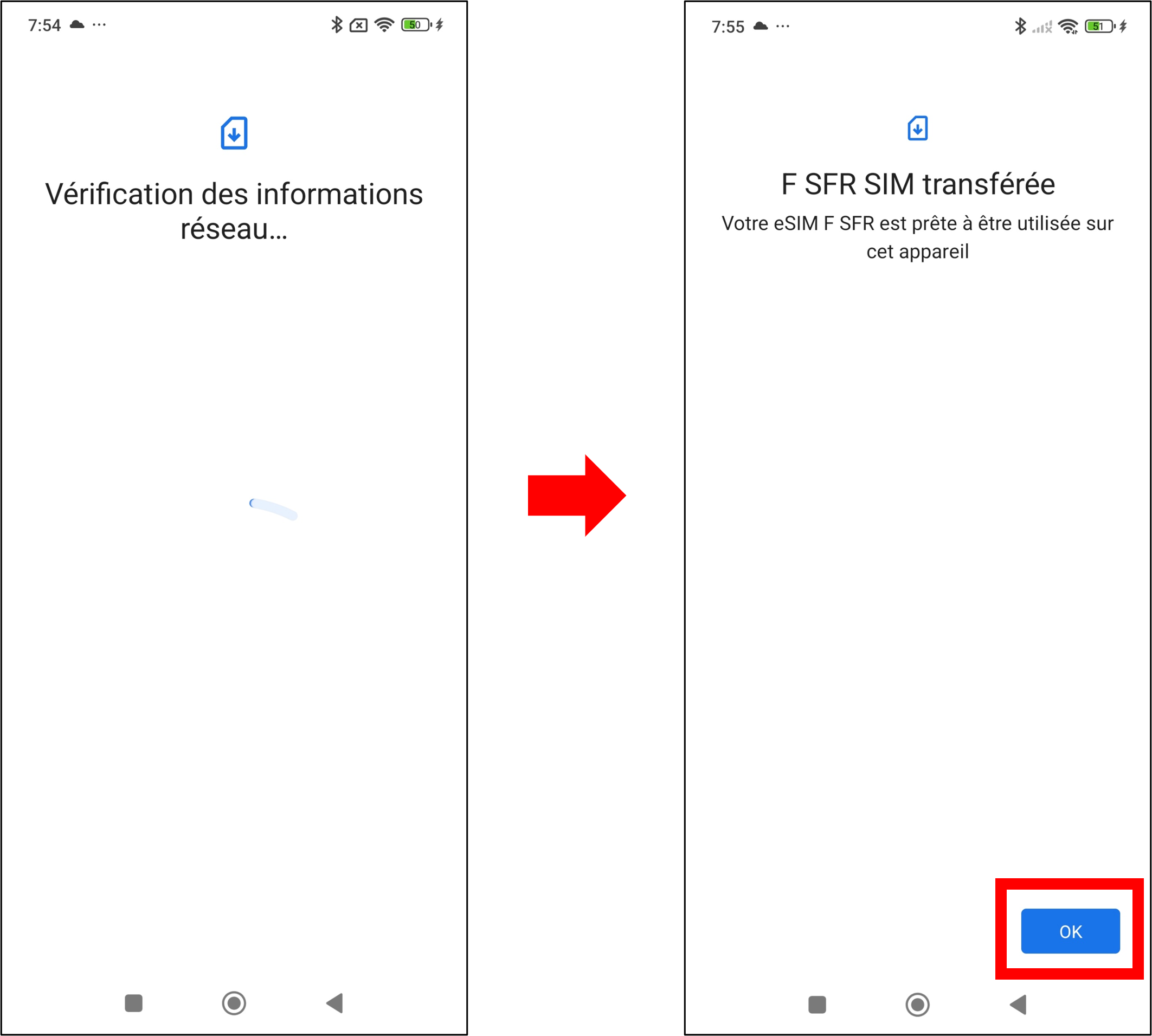 visuel présentant la suite du parcours pour transférer sa carte SIM vers un autre Xiaomi puis la transformer en eSIM