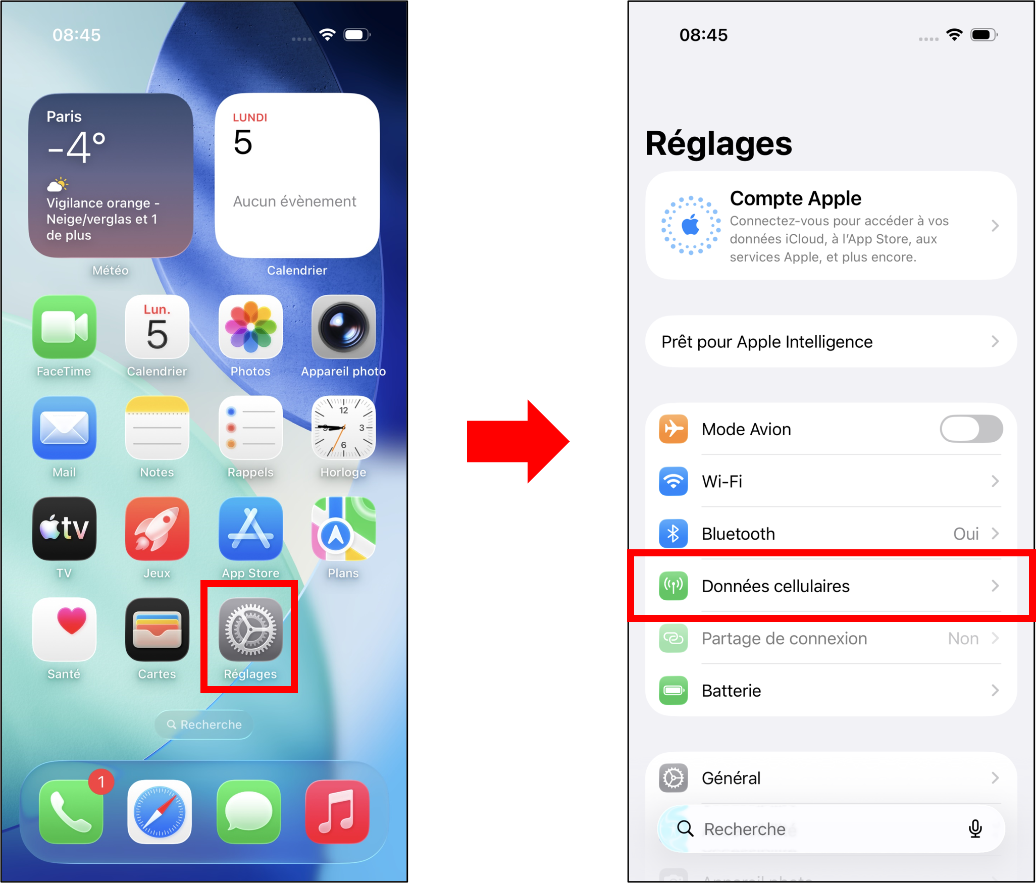 visuel présentant le parcours pour transférer sa eSIM d