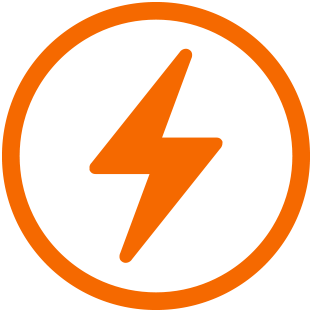 Icône d’éclair orange à l’intérieur d’un cercle orange, indiquant les capacités en matière d’autonomie