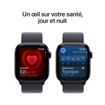 Apple Watch Series 10 - Boucle Sport boitier Noir de jais et bracelet Encre violette